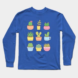 Cute Cactus and Succulents Doodles Long Sleeve T-Shirt